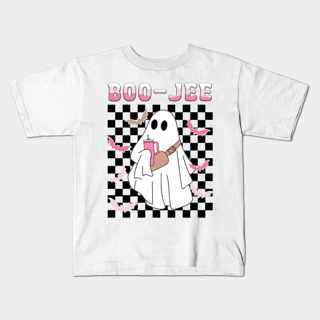 Spooky Season Cute Ghost Halloween Costume Boujee Boo-Jee Kids T-Shirt by JennyArtist